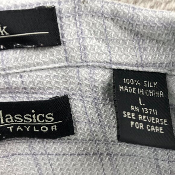 Lord & Taylor Men's Shirt Large Pure 100% Silk Short Sleeve Casual Classic Gray - Picture 3 of 6